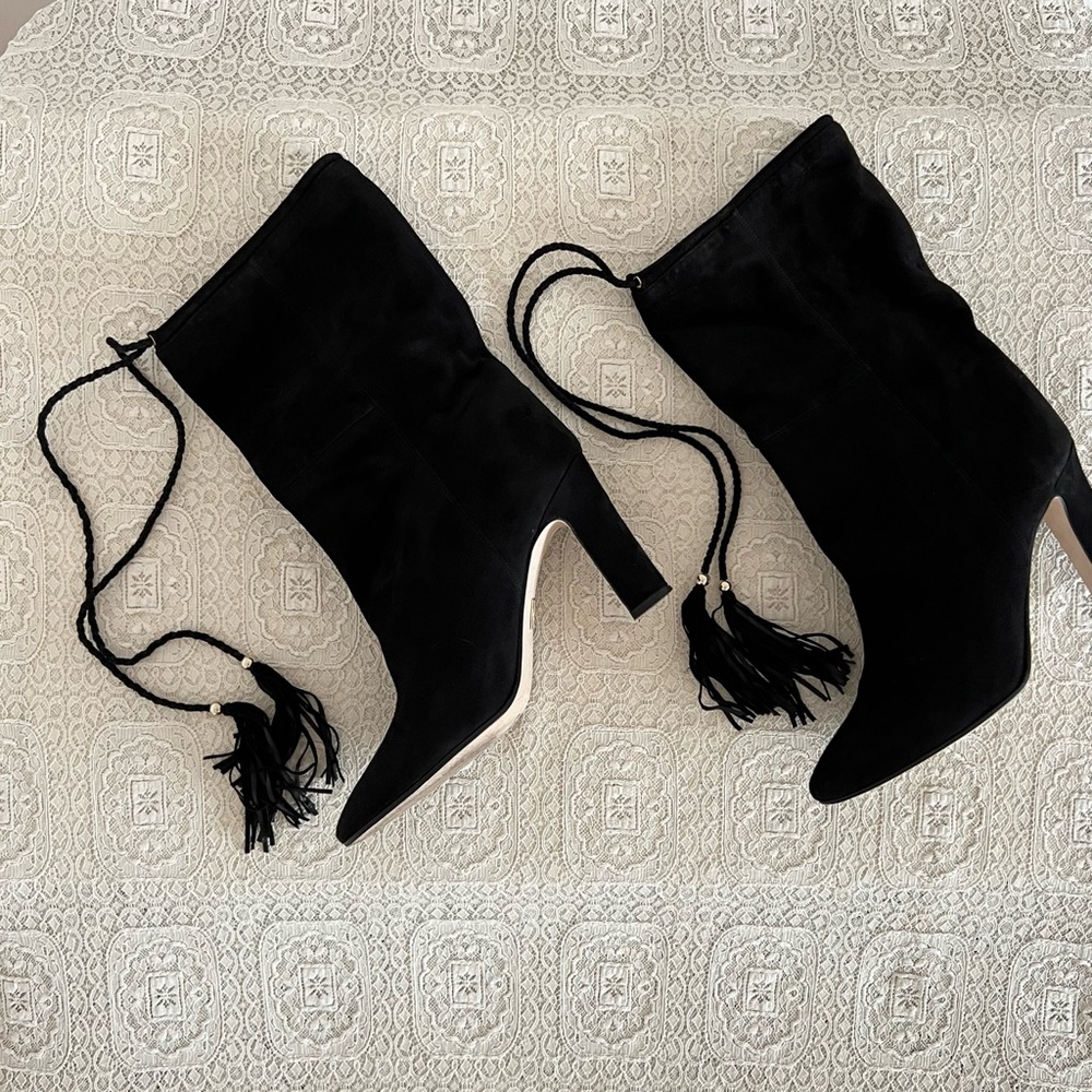 Tamara Mellon Black Suede Slouchy Boots Size 41 US Size 10